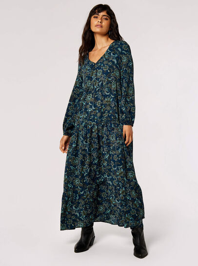 Boho Floral Print Maxi Dress