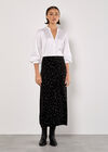 Star Velvet Midi Skirt, Black, large
