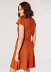 Linen Blend Shirt Mini Dress, Orange, large