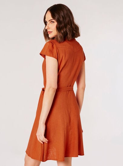 Linen Blend Shirt Mini Dress