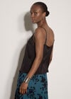 Satin Lace Camisole Top, Black, large