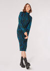 Marble Swirl Knit Midi Dress, Teal, large