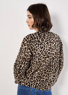 Ribbed Knit Leopard Jumper, Stone, large
