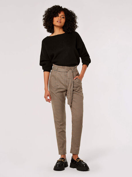 Slim Fit Check Paperbag Trousers