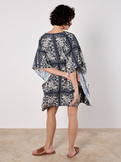 Scarf Print Kimono Mini Dress