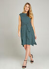 Egg Print Tie Front Cap Sleeve Dress, Green, large