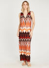 Chevron Zip Maxi Dress, Orange, large