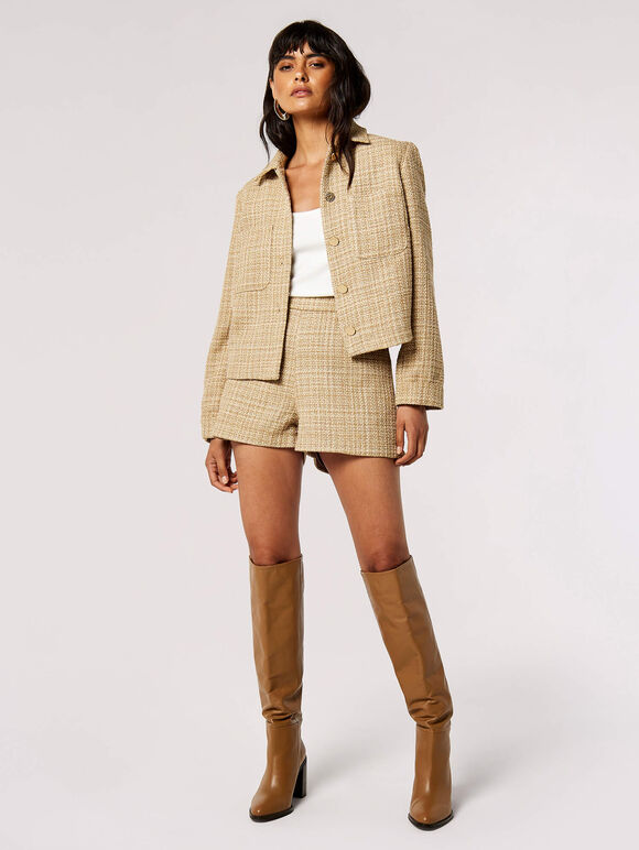 Gold Tweed Jacket & Shorts, , large