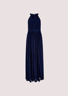 Halter Neck Split Maxi Dress, Navy, large