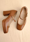 Heeled Mary Jane Shoes, Brown, large
