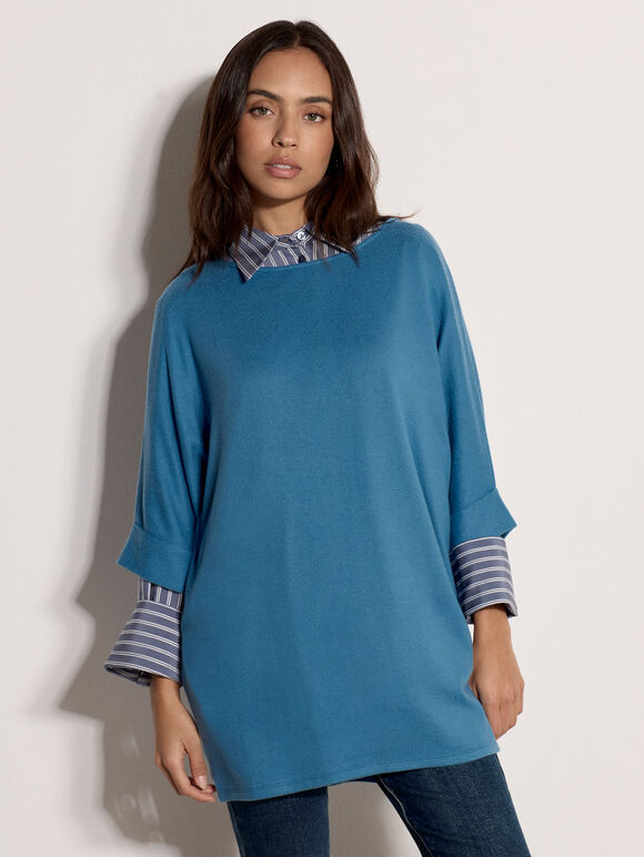Soft Touch Batwing Top, Sky Blue, large