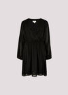 Chevron Shimmer Wrap Mini Dress, Black, large
