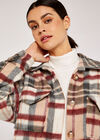Plaid Print Longline Shacket, Burgundy, large