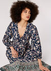 Sarasa Ruffle Midi Dress, Navy, large