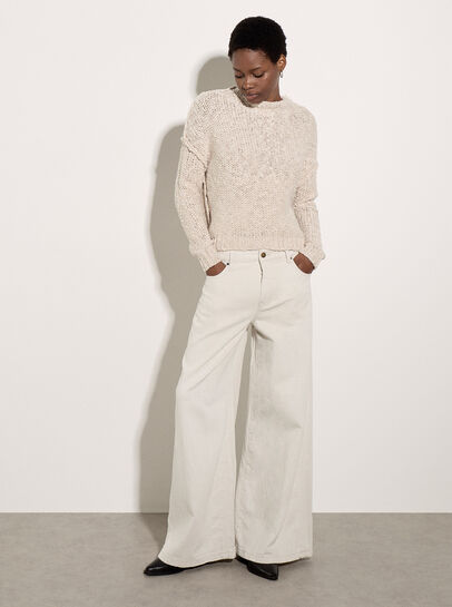 Mock Neck Textured Chunky Jumper