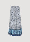 Sarasa Floral Tiered Maxi Skirt, Cream, large