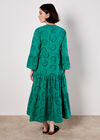 Broderie Tiered Midi Dress, Green, large