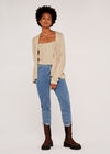 Cable Knit Cardigan, Stone, large