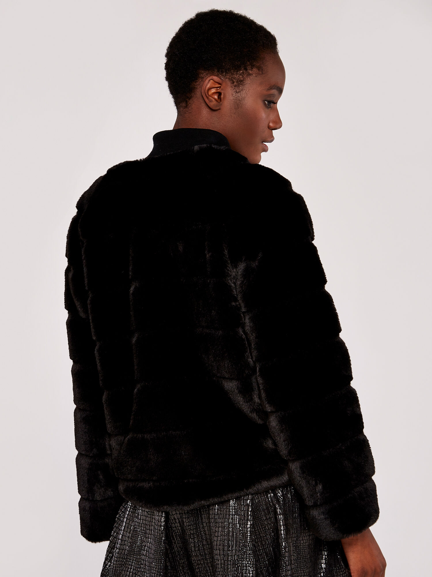Tiered faux fur jacket new arrivals