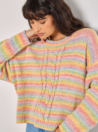 Pastel Stripes Cable Knit Jumper