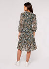 Ditsy Ruffle Chiffon Dress, Green, large