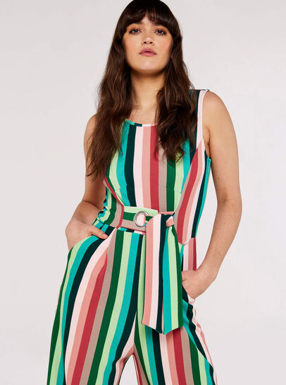 Multi-stripe Tie Waist Jumpsuit