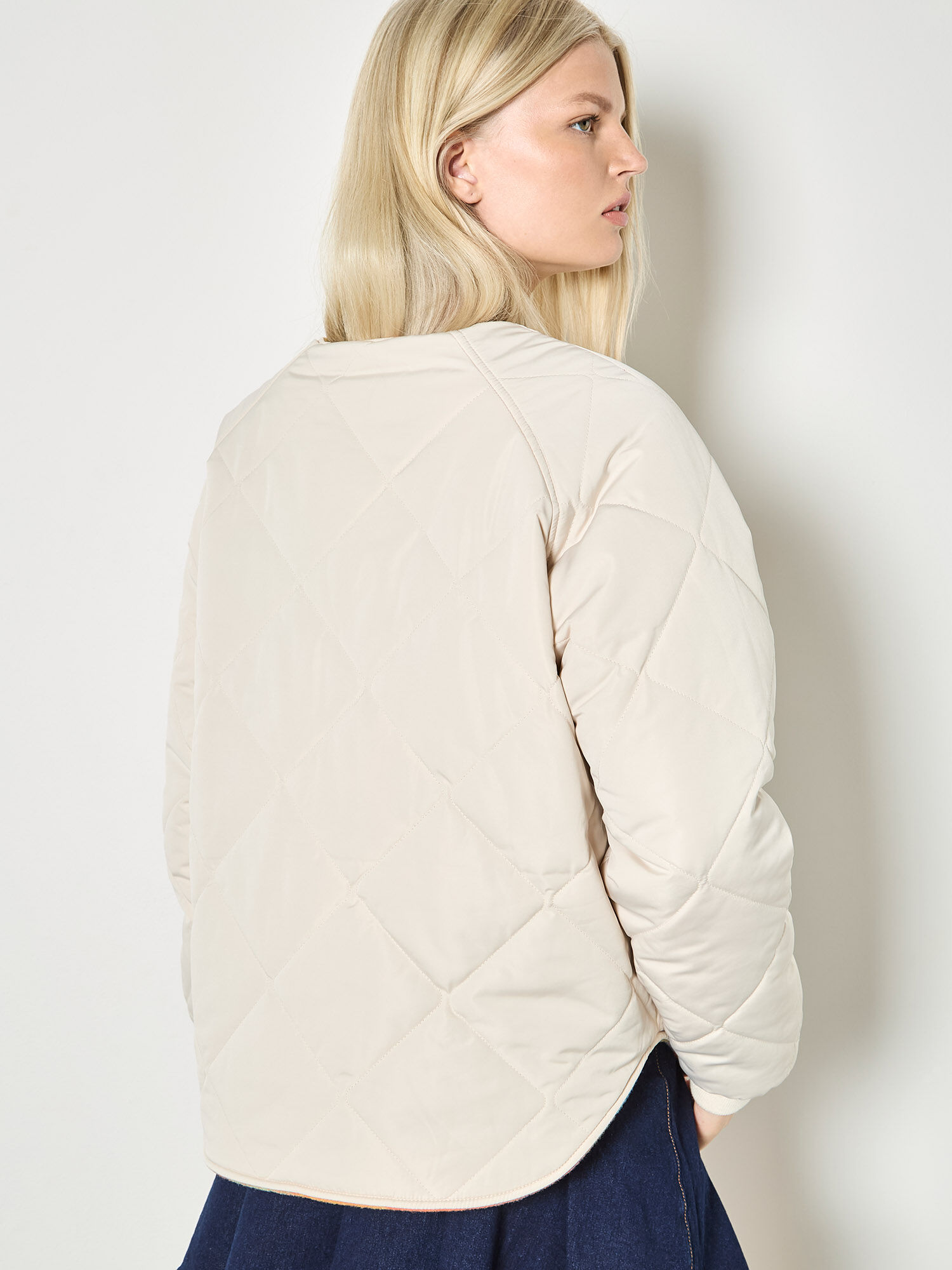 Reversible Check Fleece Quilted Jacket | Apricot Clothing