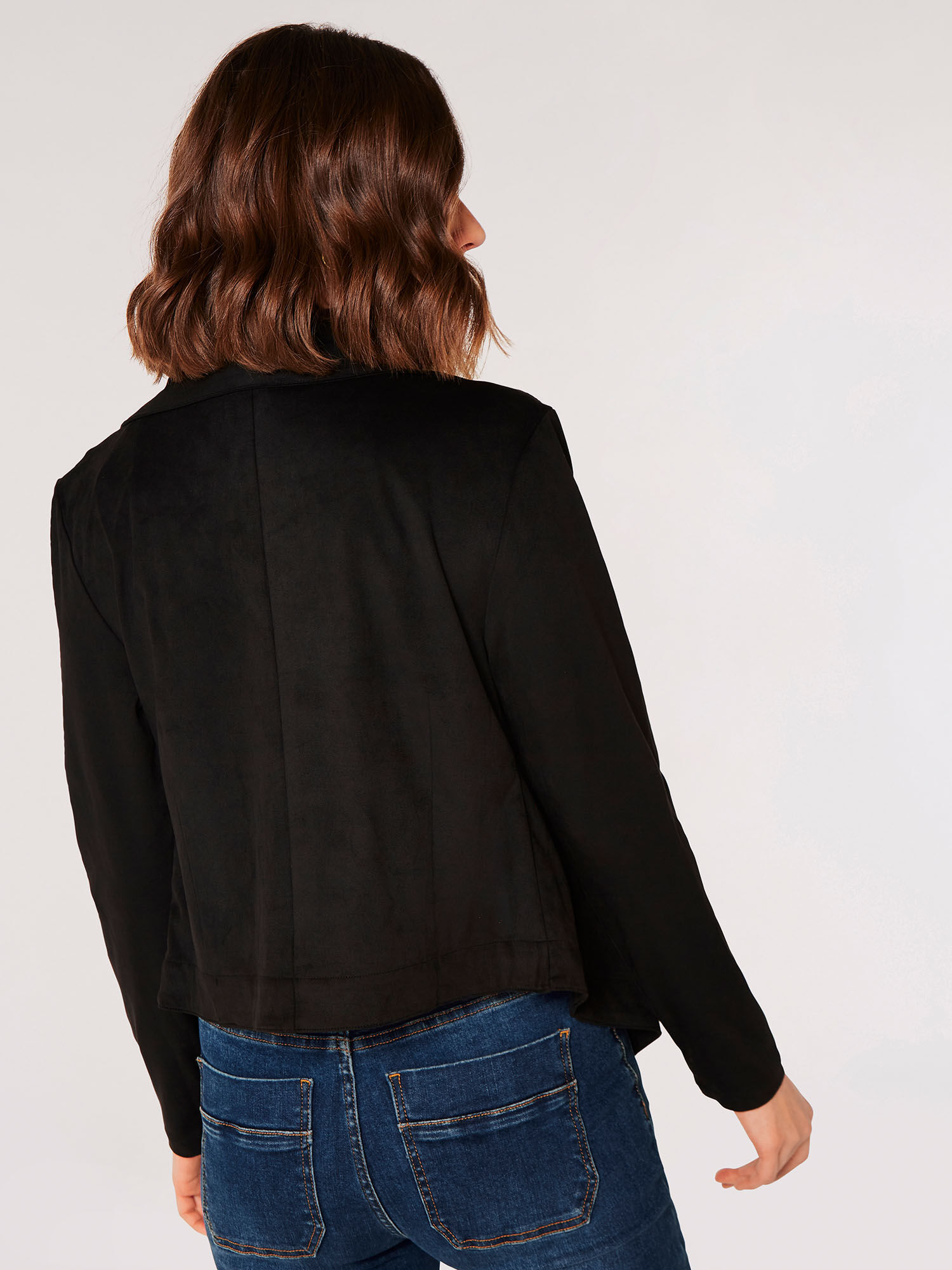 Cropped black suede jacket sales