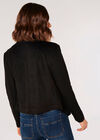 Cropped Suede Waterfall Jacket, Black, large