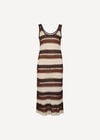 Crochet Stripe Midaxi Dress, Brown, large