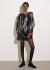 Abstract Paint Oversized Top, Grey, large