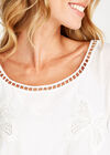 Cream Butterfly Embroidered Mesh Top, Cream, large