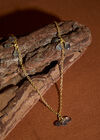 Gold Tone Beaded Stone Necklace, Gold, large