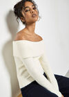 Fluffy Bardot Jumper, Cream, large