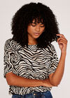 Zebra Print T-Shirt, Stone, large
