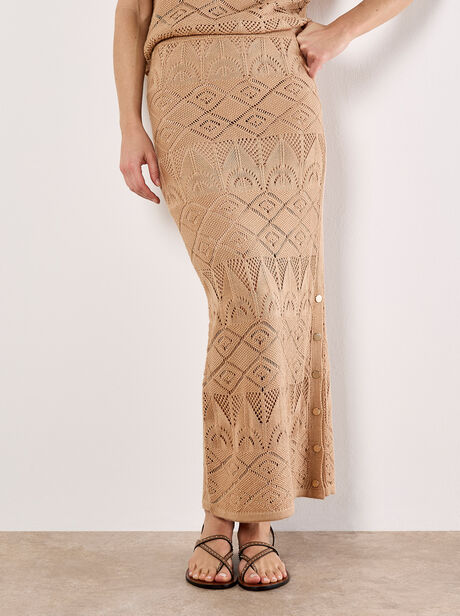 Pointelle Knit Maxi Skirt