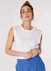 Crochet Sleeve Cotton Jersey T-Shirt, White, large