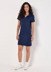 Ribbed Polo Mini Dress, Navy, large