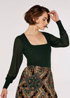 Chiffon Sleeve Knitted Jumper, Green, large