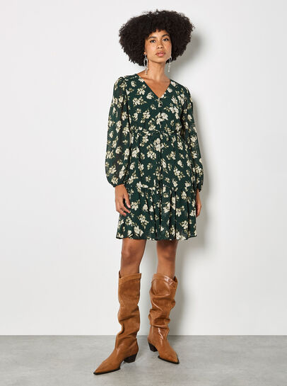 Chiffon Floral Print Mini Dress