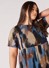 Curve Paint Stroke Print Knit Mini Dress, Navy, large