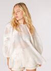Floral Embroidered Organza Blouse, Cream, large