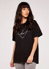 Embroidered Sequin Love T-Shirt, Black, large