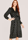 Metallic Gold Spot Midi Dress, Black, large