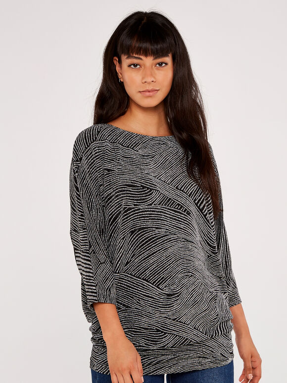 Lurex Swirls Top, Light Grey / Silver, large