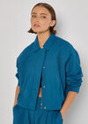 Soft Tailored Cropped Jacket, Teal, large