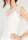Corded Lace Bell Sleeve Top, White, large