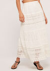 Lace Crochet Skirt, White, large