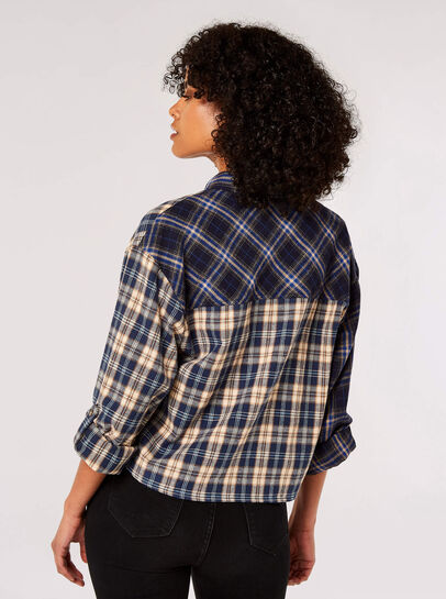 Contrast Check Boxy Shirt