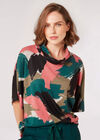 Paint Stroke Cowl Neck Top, Khaki, large